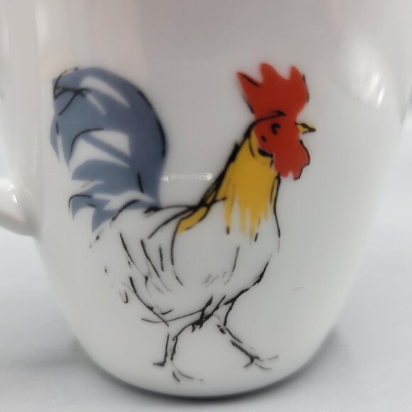 Vintage Set Of 2 Corelle Coordinates Mugs Country Dawn Rooster Coffee Tea Cup - Picture 6 of 10